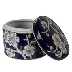 Clayre & Eef Boîte à bijoux Ø 12x10 cm Bleu Céramique