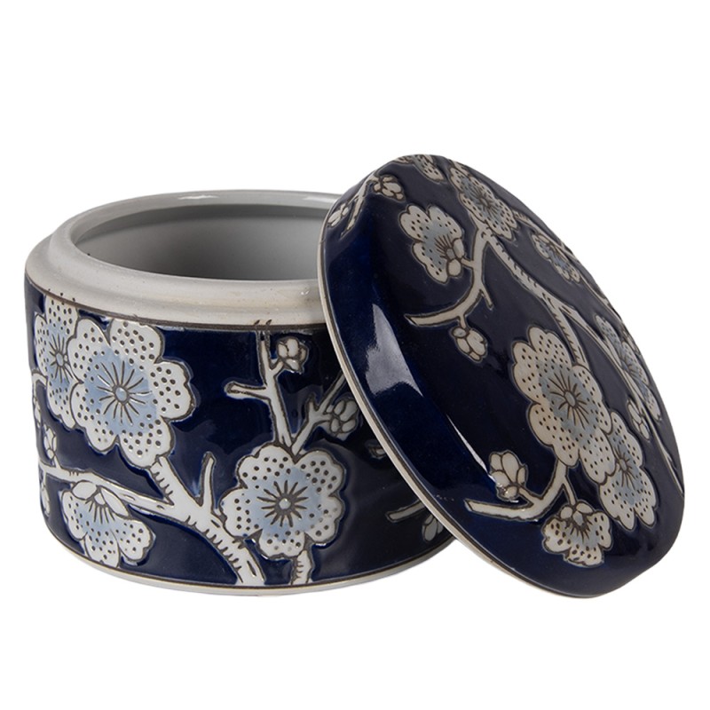 Clayre & Eef Boîte à bijoux Ø 12x10 cm Bleu Céramique Clayre & Eef Boîte à bijoux Ø 12x10 cm Bleu Céramique