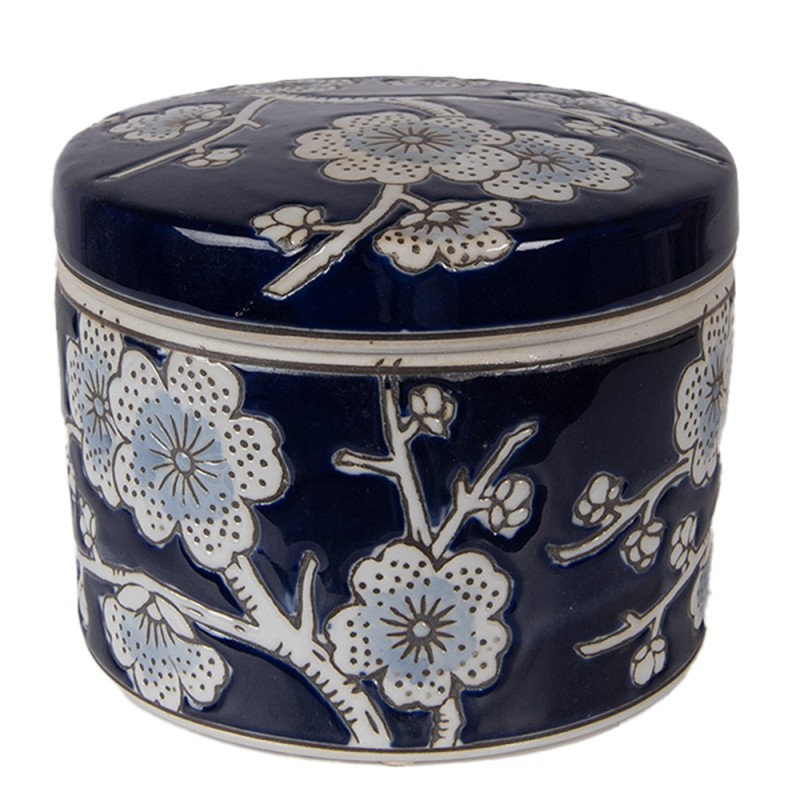 Clayre & Eef Boîte à bijoux Ø 12x10 cm Bleu Céramique Clayre & Eef Boîte à bijoux Ø 12x10 cm Bleu Céramique