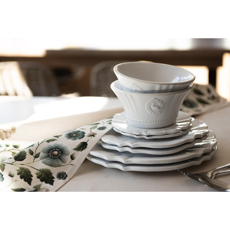 Clayre & Eef Piatto per la colazione Ø 21 cm Bianco Ceramica