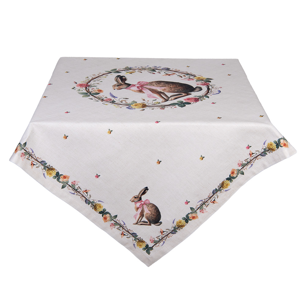 Clayre&Eef Tafelkleed 100x100 cm Beige Katoen afbeelding