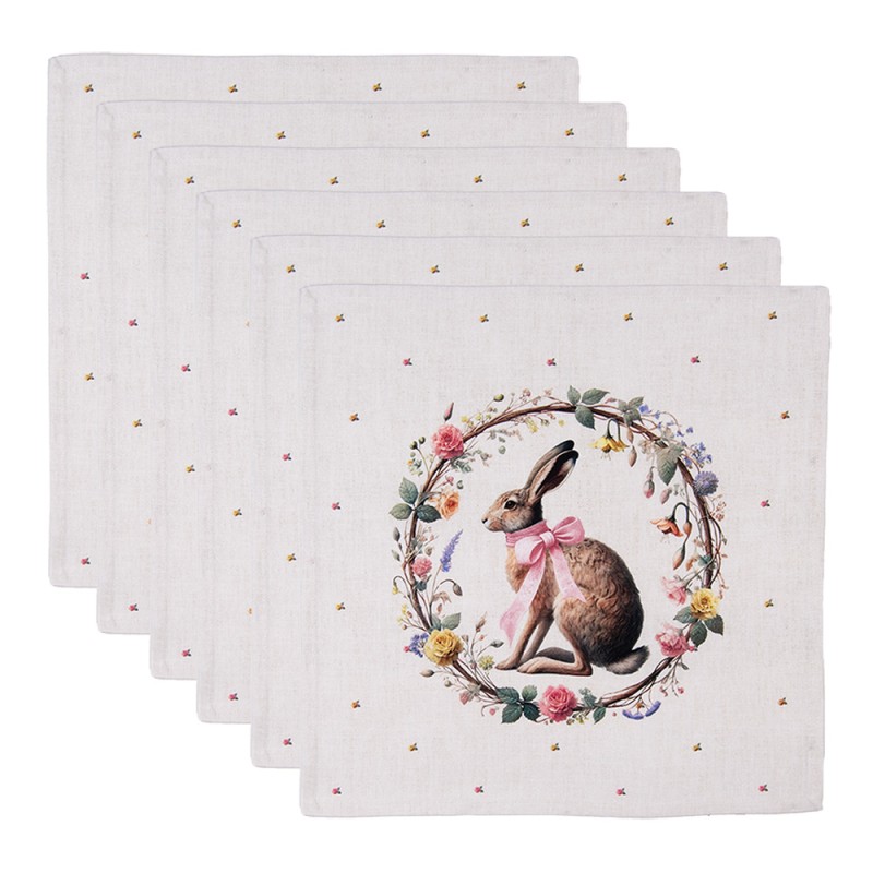 Clayre & Eef Napkins Cotton Set of 6 40x40 cm Beige Cotton