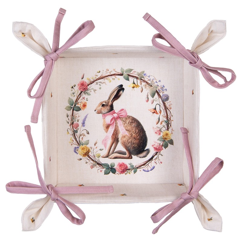 Clayre & Eef Cestino del pane 35x35x8 cm Beige Cotone