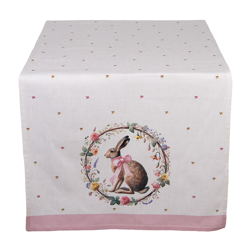 Clayre&Eef Tafelloper 50x140 cm Beige Katoen afbeelding