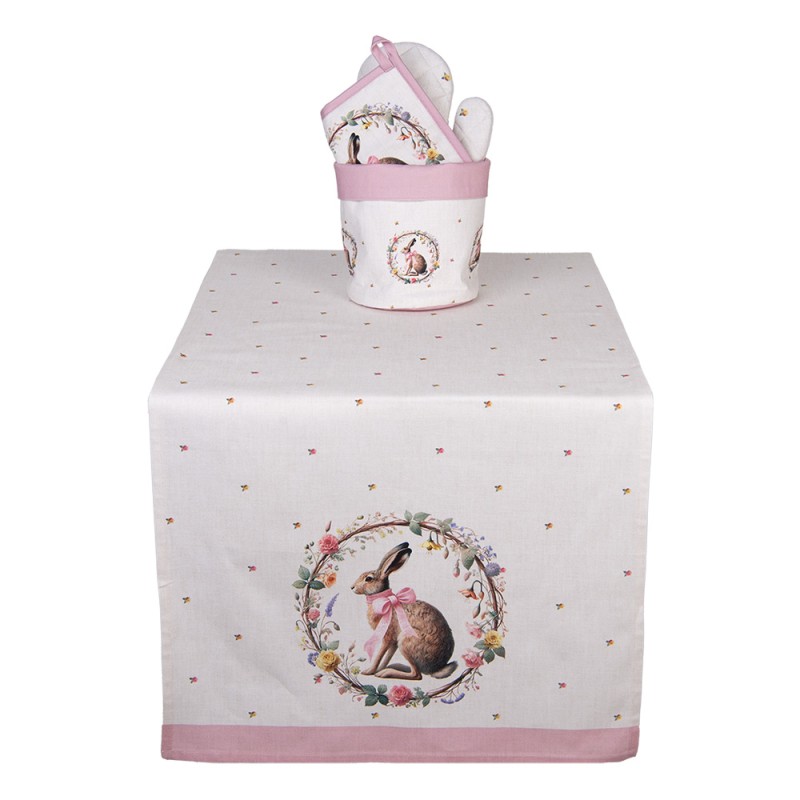 Clayre & Eef Table Runner 50x140 cm Beige Cotton