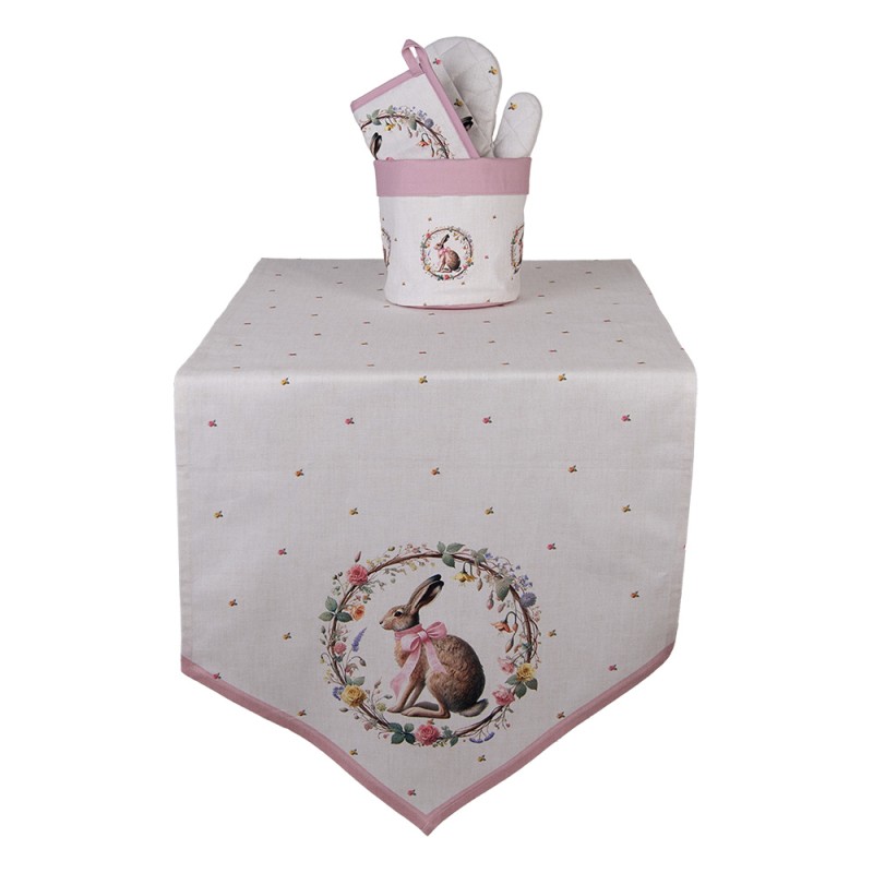 Clayre & Eef Table Runner 50x160 cm Beige Cotton