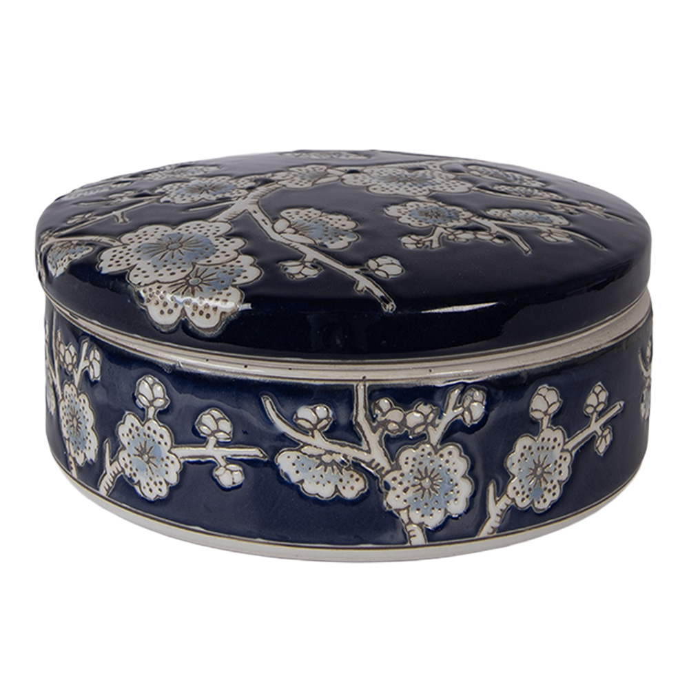 Clayre&Eef SieradendoosØ 18x8 cm Blauw Keramiek afbeelding