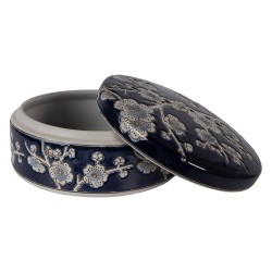 Clayre & Eef Boîte à bijoux Ø 18x8 cm Bleu Céramique