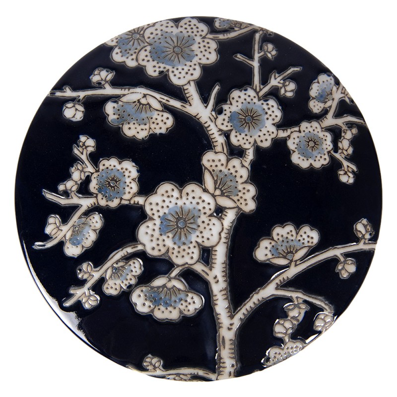 Clayre & Eef Boîte à bijoux Ø 18x8 cm Bleu Céramique