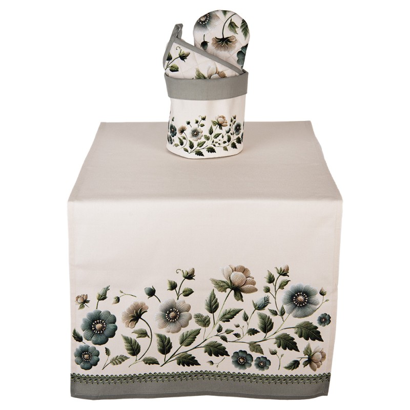 Clayre & Eef Tafelloper 50x140 cm Beige Katoen