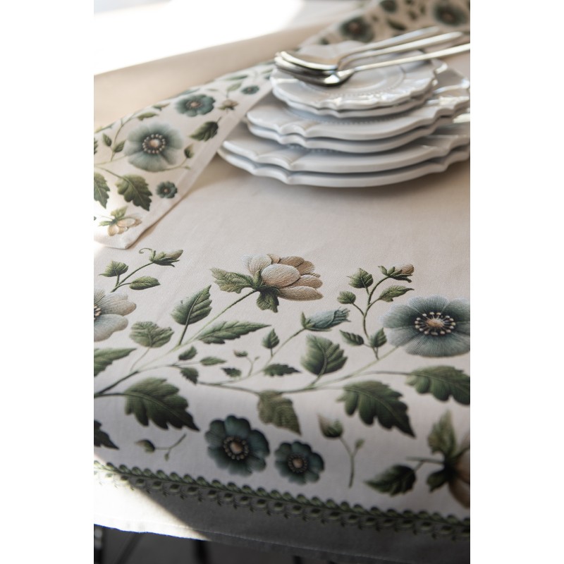 Clayre & Eef Tafelloper 50x140 cm Beige Katoen