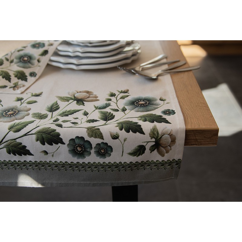 Clayre & Eef Tafelloper 50x140 cm Beige Katoen