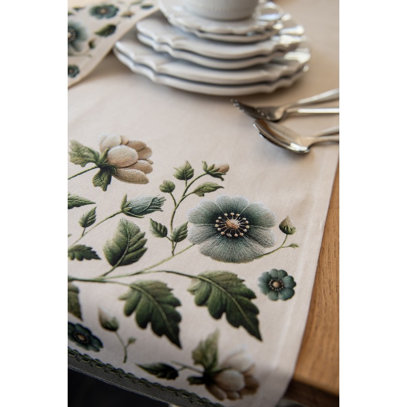 Clayre & Eef Tafelloper 50x140 cm Beige Katoen