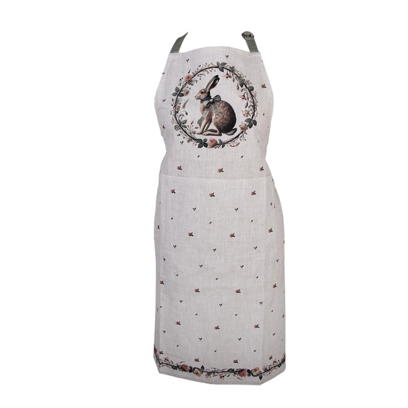 Clayre & Eef Grembiule da cucina 70x85 cm Beige Cotone