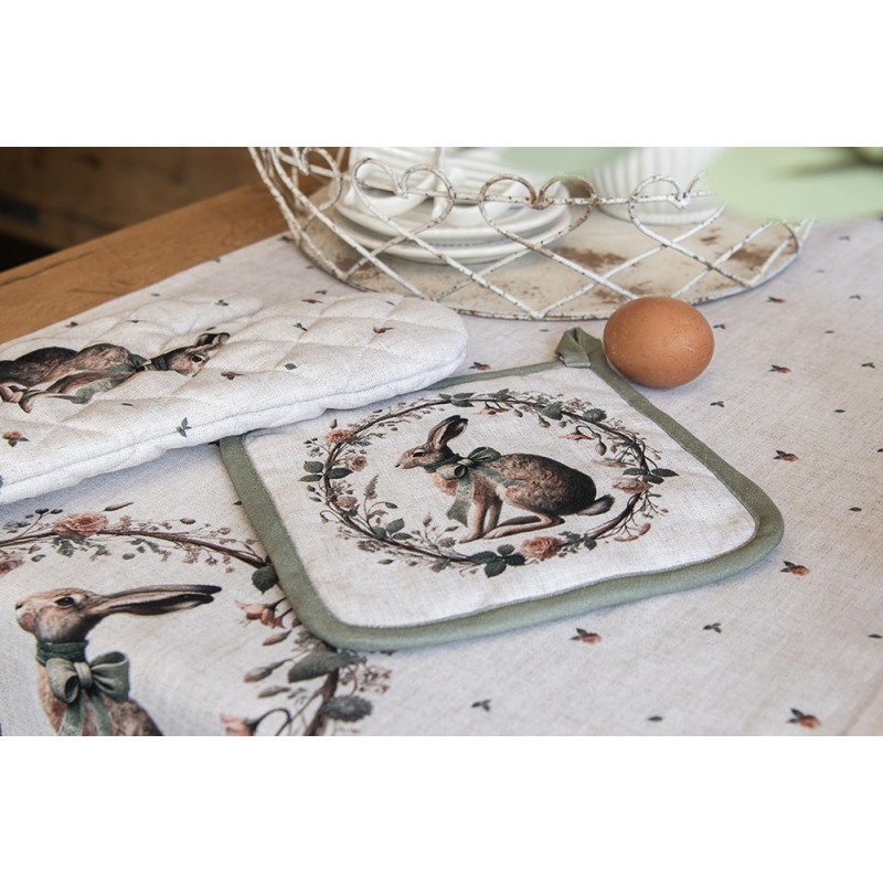 Clayre & Eef Grembiule da cucina 70x85 cm Beige Cotone