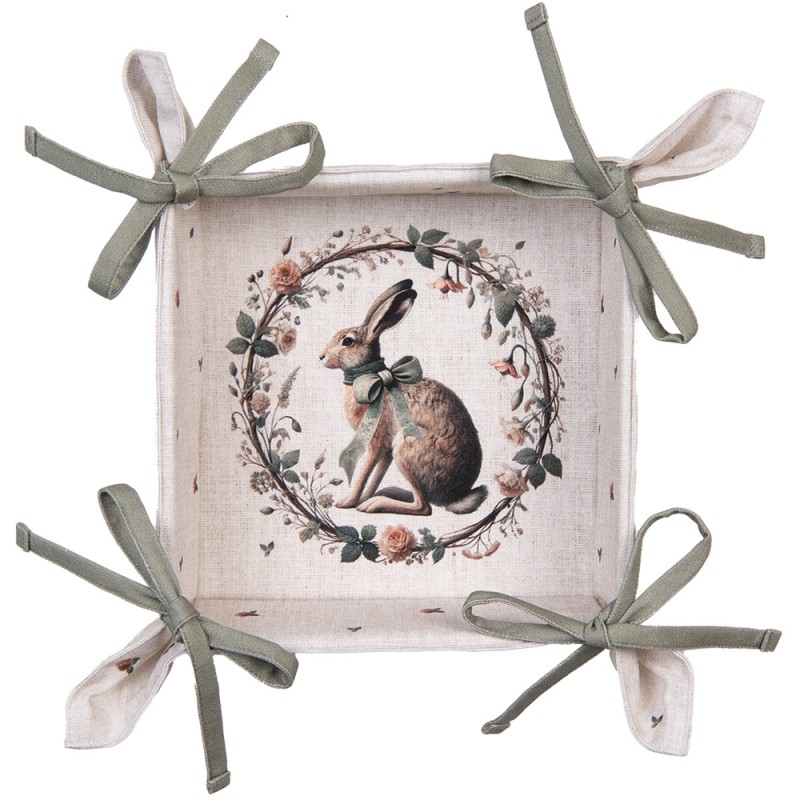 Clayre & Eef Cestino del pane 35x35x8 cm Beige Cotone