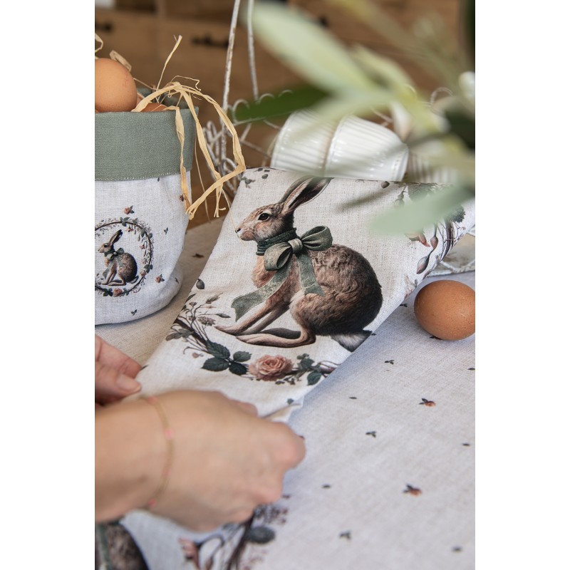 Clayre & Eef Cestino del pane 35x35x8 cm Beige Cotone