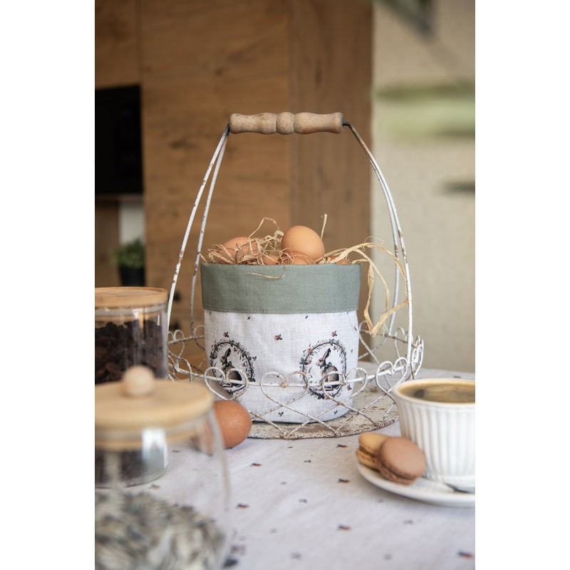 Clayre & Eef Bread Basket Ø 15x16 cm Beige Cotton