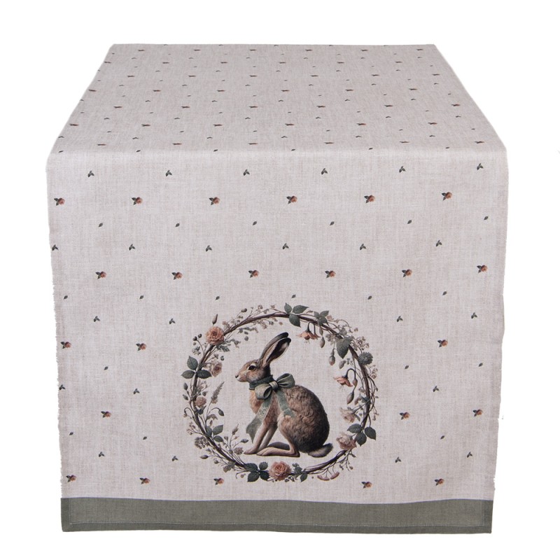 Clayre & Eef Tafelloper 50x140 cm Beige Katoen