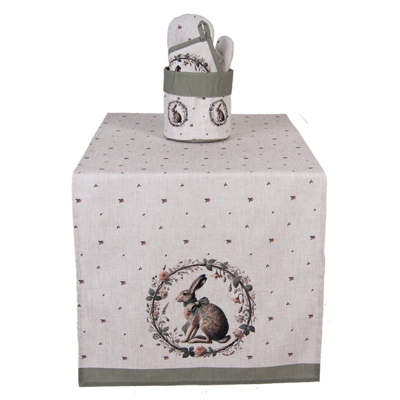 Clayre & Eef Tafelloper 50x140 cm Beige Katoen