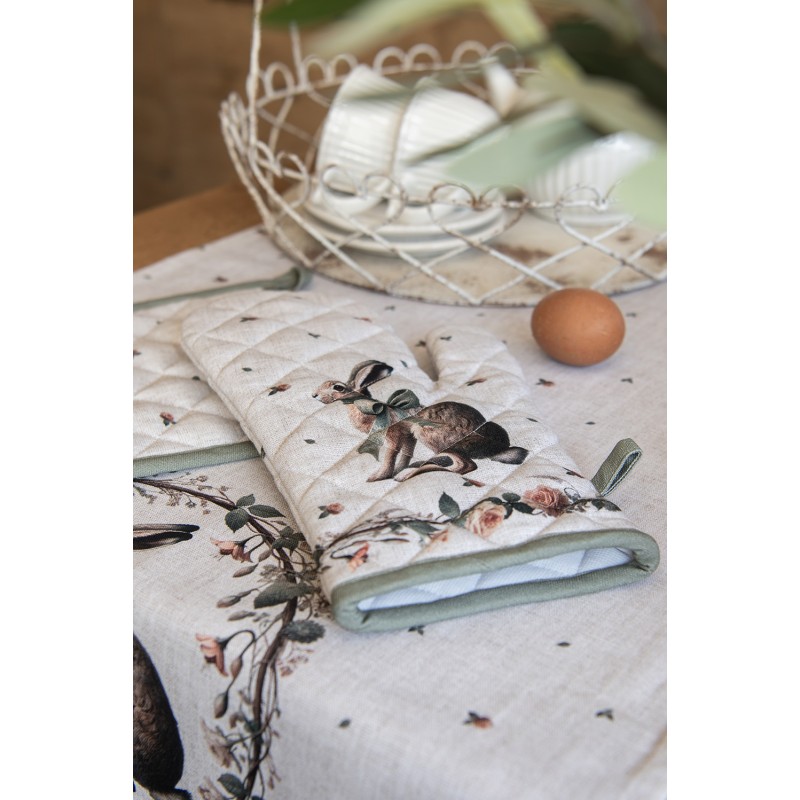 Clayre & Eef Tafelloper 50x140 cm Beige Katoen