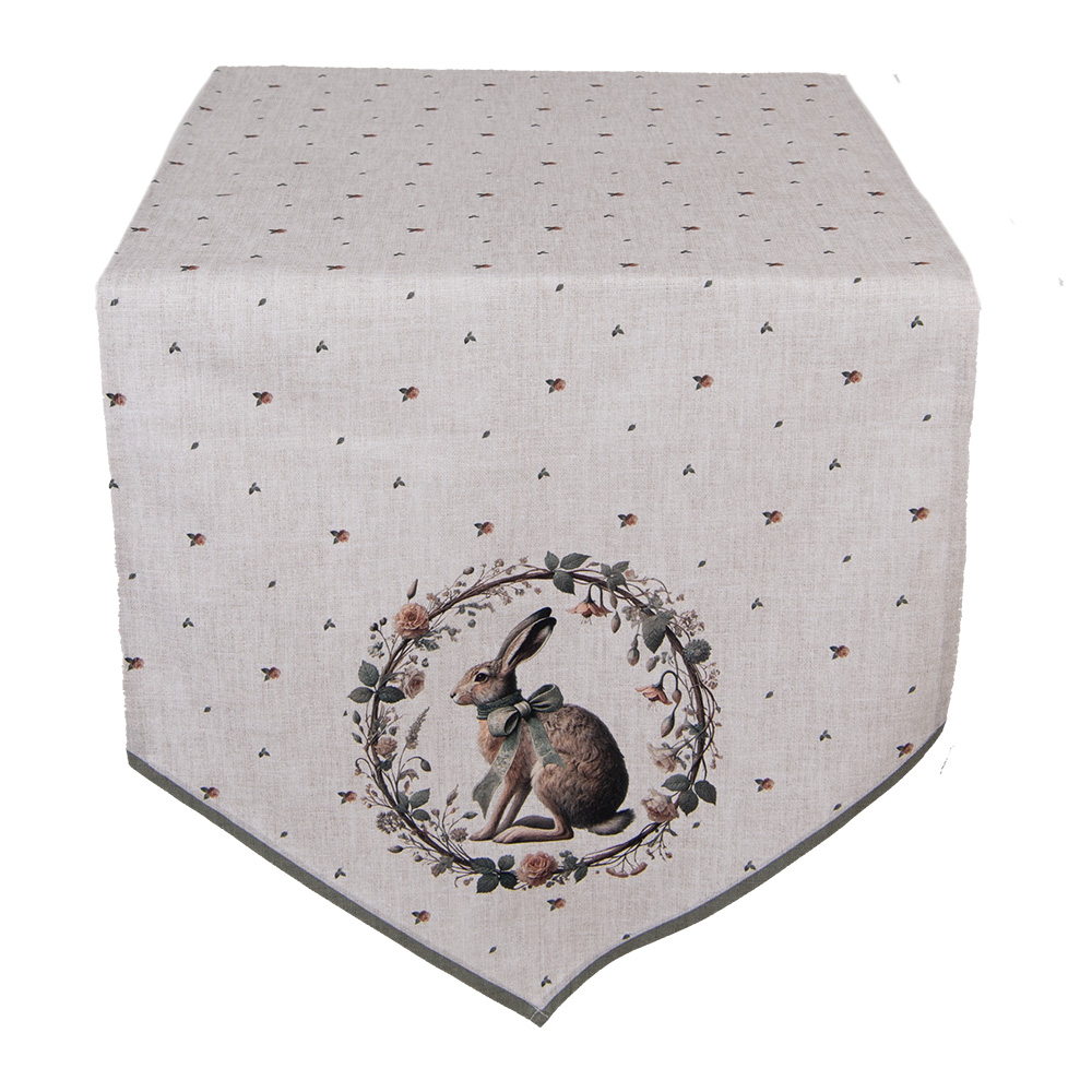 Clayre&Eef Tafelloper 50x160 cm Beige Katoen afbeelding