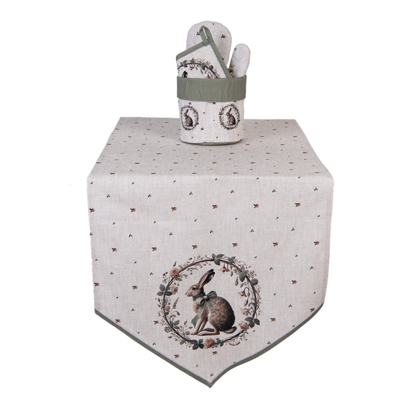 Clayre & Eef Tischläufer 50x160 cm Beige Baumwolle