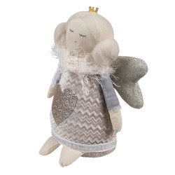 Clayre & Eef Decorative Plush Toy Angel 15 cm Beige Synthetic