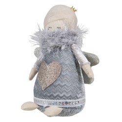 Clayre & Eef Decorative Plush Toy Angel 16 cm Blue Synthetic
