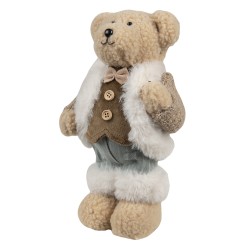 Clayre & Eef Decorative Plush Toy Bear 25 cm Blue Synthetic