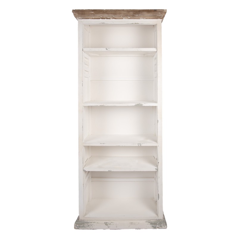 Clayre & Eef Bücherregal mit Verstellbaren Einlegeböden 80x36x195 cm Weiß Holz