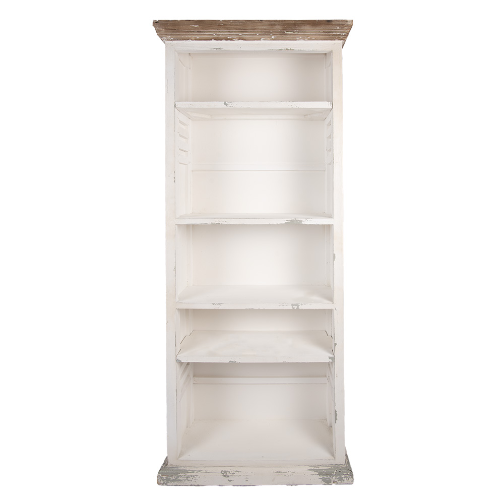 Clayre&Eef Boekenkast Verstelbare Planken 80x36x195 cm Wit Hout afbeelding