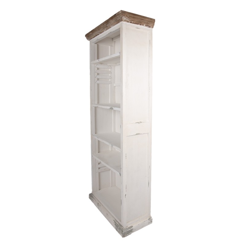 Clayre & Eef Bücherregal mit Verstellbaren Einlegeböden 80x36x195 cm Weiß Holz