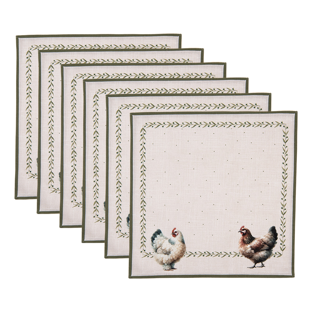 Clayre&Eef Servetten Katoen Set van 6 40x40 cm Beige Katoen afbeelding