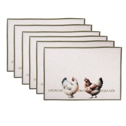 Clayre & Eef Placemats Set van 6 48x35 cm Beige Katoen