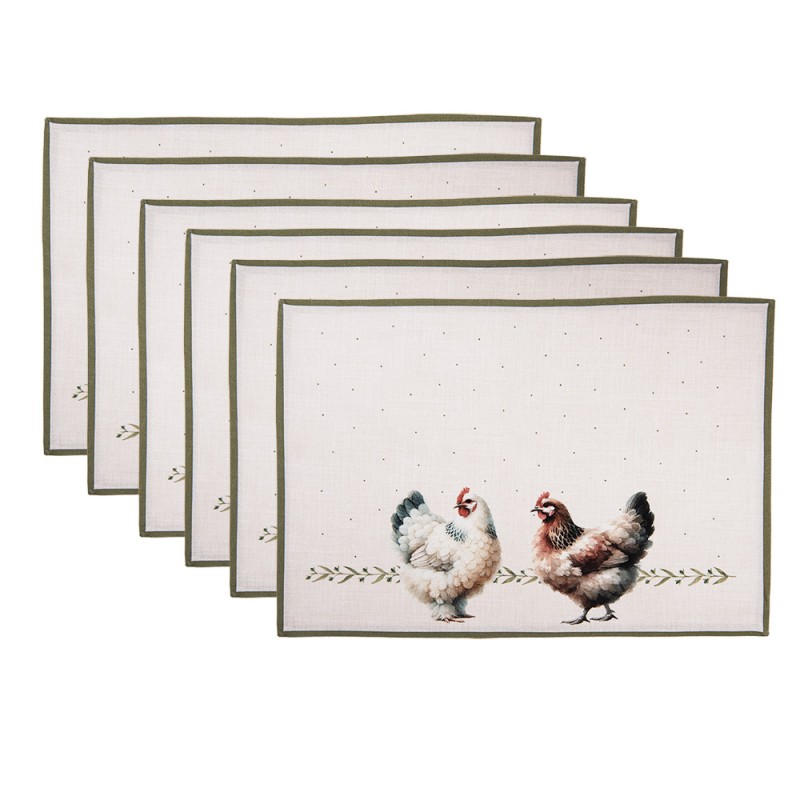 Clayre & Eef Placemats Set van 6 48x35 cm Beige Katoen