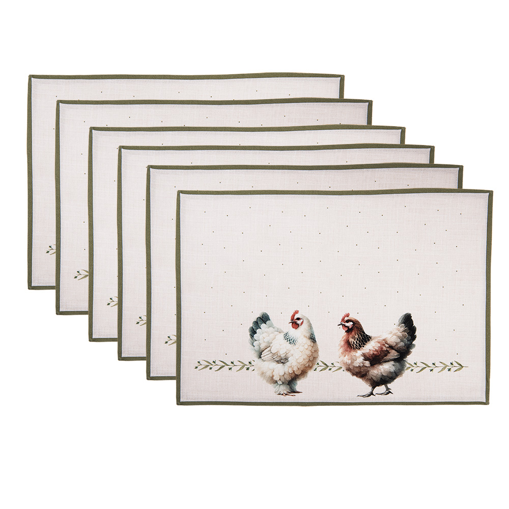 Clayre&Eef Placemats Set van 6 48x35 cm Beige Katoen afbeelding