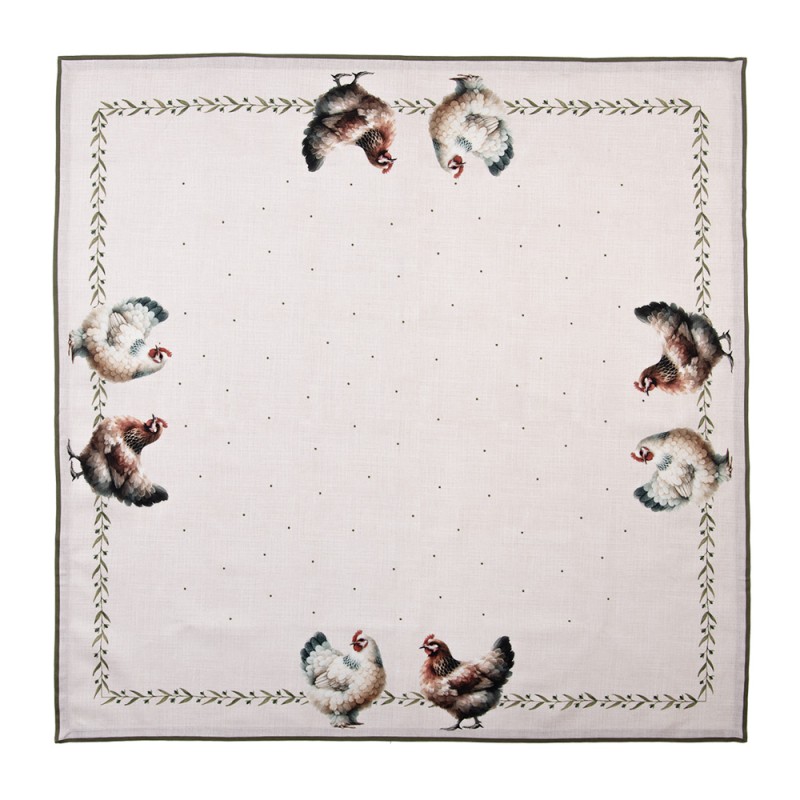 Clayre & Eef Tischdecke 100x100 cm Beige Baumwolle