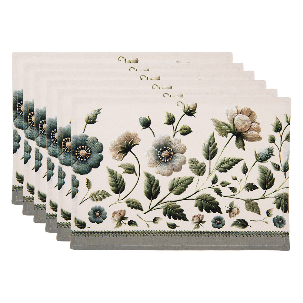 Clayre&Eef Placemats Set van 6 48x33 cm Beige Katoen afbeelding