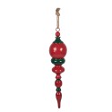 Clayre & Eef Ornamento Natalizio Ø 14x70 cm Rosso Verde Metallo
