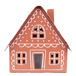 Clayre & Eef Decoratie Huis met LED 23x18x23 cm/ 3x AAA Bruin Metaal