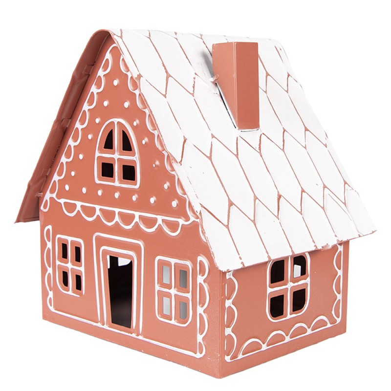 Clayre & Eef Decoratie Huis met LED 23x18x23 cm/ 3x AAA Bruin Metaal