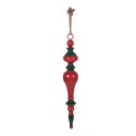 Clayre & Eef Christmas Ornament Ø 9x57 cm Red Green Metal