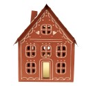 Clayre & Eef Decoratie Huis met LED 27x19x32 cm/ 3x AAA Bruin Metaal
