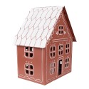 Clayre & Eef Decoratie Huis met LED 27x19x32 cm/ 3x AAA Bruin Metaal