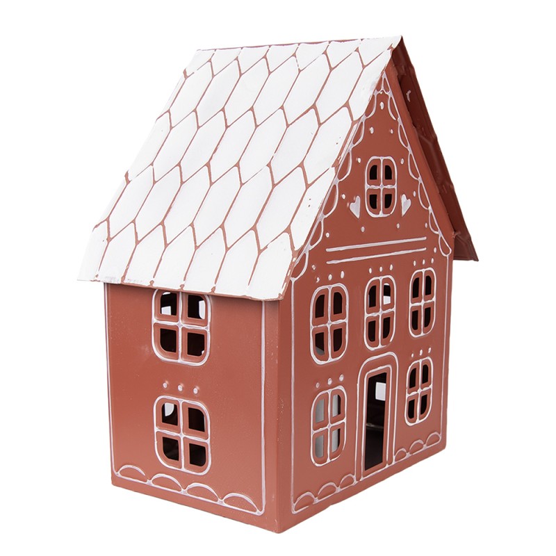 Clayre & Eef Decoratie Huis met LED 27x19x32 cm/ 3x AAA Bruin Metaal