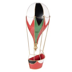 Clayre & Eef Weihnachtsdekorationsfigur Heißluftballon 26x14x62 cm Rot Metall