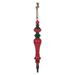Clayre & Eef Christmas Ornament Ø 9x65 cm Red Green Metal