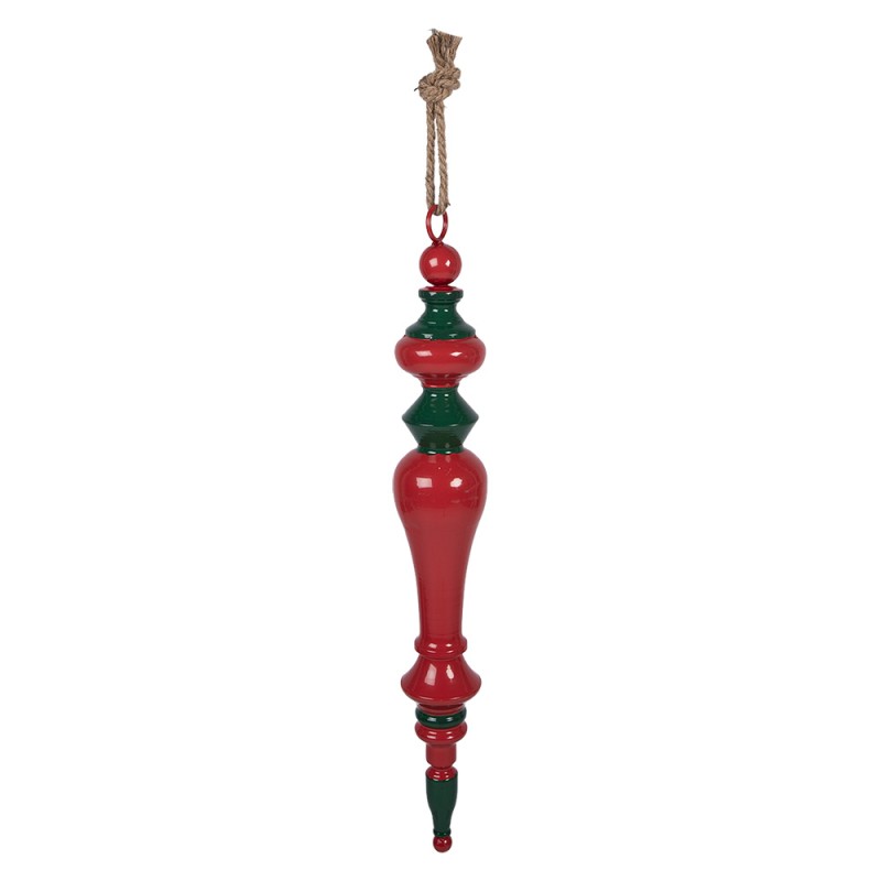 Clayre & Eef Christmas Ornament Ø 9x65 cm Red Green Metal