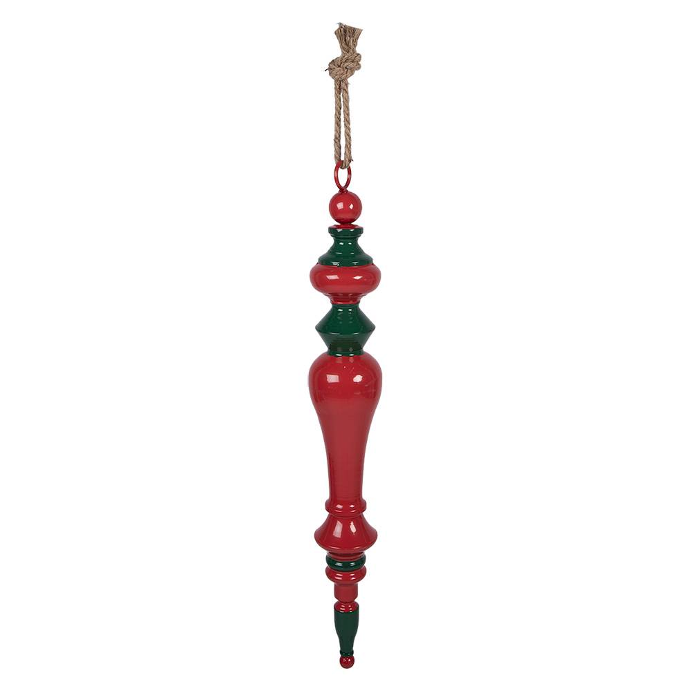 Clayre & Eef Kersthanger Ø 9x65 cm Rood Groen Metaal afbeelding